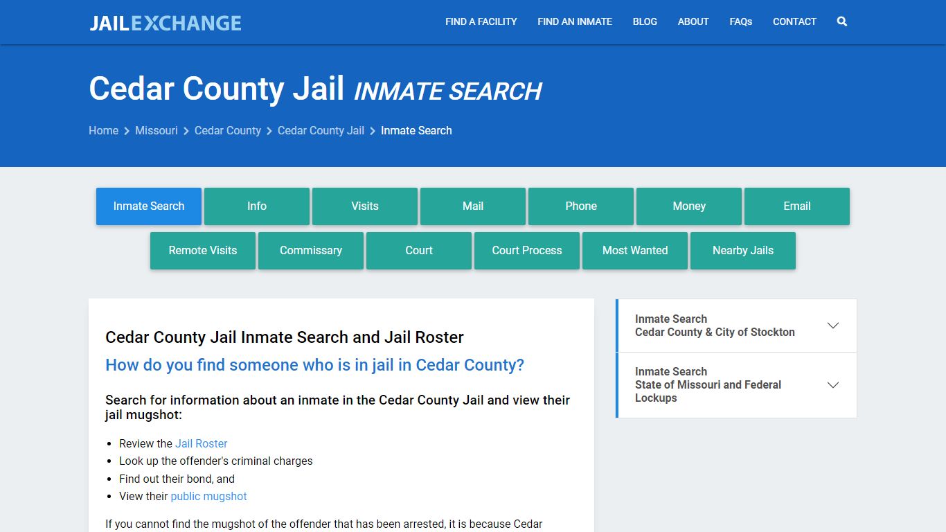 Inmate Search: Roster & Mugshots - Cedar County Jail, MO