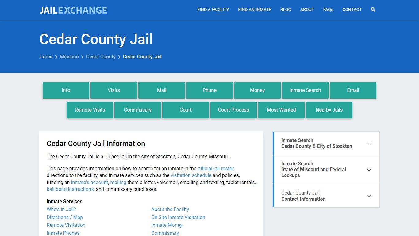 Cedar County Jail, MO Inmate Search, Information